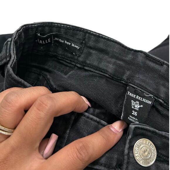 True Religion Black Halle Mid Rise Super Skinny Jeans - Picture 4 of 4